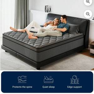14 Inch Queen Mattress Gel Memory Foam Spring Hybrid Mattress In A Box - Retail: $309