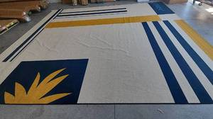 lot 16860 image: 13x16ft Contemporary Area Rug with Geometric Design - Retail $389