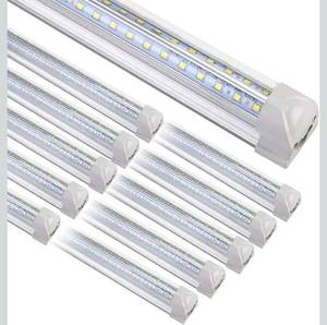 lot 16866 image: Henwsi 10Pack 8FT LED Shop Lights, 100W 16000LM 6500K Linkable Shop Light, High Output Clear Cover, Integrated T8 8FT LED Tube Light for Garage, Workshop, Warehouse, Barn, Plug and Play - Retail $189