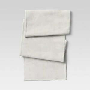 lot 16882 image: 108 x 14 Cotton Solid Table Runner White - Threshold Modern Rectangle, Machine Washable, Fall Decor - Retail $29