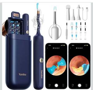 lot 16884 image: Ear Wax Removal Tool Camera, Visible Ear Cleaner Earwax Remover Kit with Tweezers, Flexible Ear Scope Otoscope with Light, Portable Cleaning Kit Earpick for Adults & Kids - Retail $45