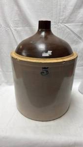 5 Gallon Stoneware Jug with Brown Glaze