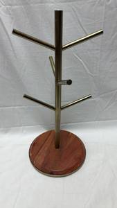 lot 4 image: Hearth & Hand Mug Tree Stand with Wood Base