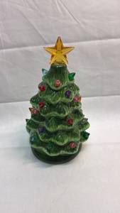 lot 20 image: Green Ceramic Christmas Tree with Colored Plastic Lights
