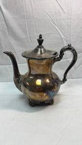 lot 63 image: Silver Plated Ornate Teapot with Decorative Handle