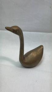 lot 74 image: Brass Swan Figurine with Curved Neck