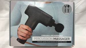 lot 107 image: Cordless Percussion Massager with 4 Massage Heads