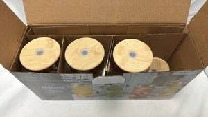 lot 151 image: Eco Sips Set of 3 Drinking Glasses w Bamboo Lids & Straws