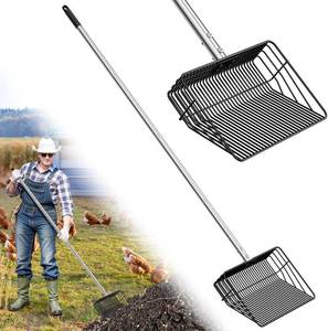 lot 12300 image: Extra Wide Chicken Poop Scooper 10inch, 3-in-1 Durable Detachable Chicken Coop Scoop for Sand (36 to 66), Sifting Shovel Pooper Scooper for Chicken CoopGoat StallStableFarm Cleaning Must Haves