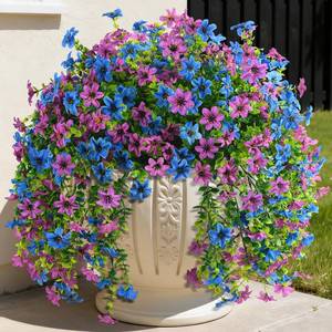 lot 12303 image: Artificial Flowers for Outdoors Faux Hanging Plants Spring Summer Decoration, 2 Pcs Fake Silk Floral Realistic Outside Flowers UV Resistant No Fade for Planter Pot Porch Patio Window Yard Decor