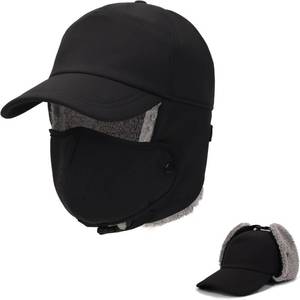 lot 12316 image: Trapper Hat for Men Women Waterproof Winter Warm Baseball Cap with Ear Flaps and Mask