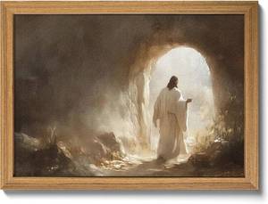 lot 12318 image: Framed 3D Textured Easter Jesus Wall Art, Jesus Leaves the Tomb Christian Wall Decor Painting, Religion Resurrection Savior Bible Picture Poster Print for Church Prayer Room Living Room 12x16 Inch