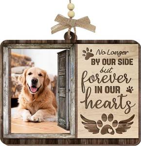 lot 12335 image: Dog Photo Frame Memorial Ornaments, Personalized Ornaments for Pet Loss Sympathy Gift, Memorial Picture Frame Ornament for Hanging Decor, Loss of Dog Customized Gifts