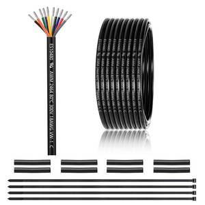 lot 12364 image: 18 Gauge 10 Conductor Electrical Wire 25FT, UL 2464 18 AWG 10 Wire Cable Tinned Copper Stranded 1810 for Automotive, Alarm, PLC, Circuit Control, Extension Cable, Speaker etc.