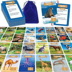 lot 12850 image: SpriteGru Outdoor Scavenger Hunt Card Game, 50 PCS Animal World Flashcard Jumbo Size Animals Introduction Cards Educational Toys Outside Nature Activity Outdoor Games for Kids & Family