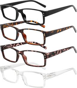 lot 12858 image: Rectangle Reading Glasses for Men and Women with Spring Hinges Clear Lens Readers