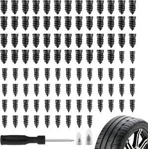 lot 12864 image: 100PCS Car Tire Plug Kit,Practical Tire Screw Plug Repair Kit with ScrewdriverTires Repair Rubber Nail for Quick Repairs,Essential Car Accessories Tires Repairs Screws