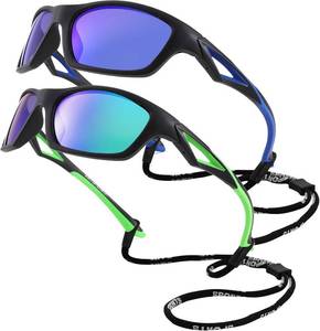 lot 12899 image: Kids Youth Baseball Sunglasses   Unbreakable Flexible Polarized Sports Sunglasses with Strap for Boys Girls Age 2-10