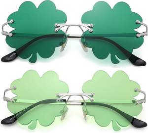 lot 12922 image: St Patricks Day Accessories Shamrock Sunglasses - Irish Clover Four Leaf Green Lens Costume Glasses