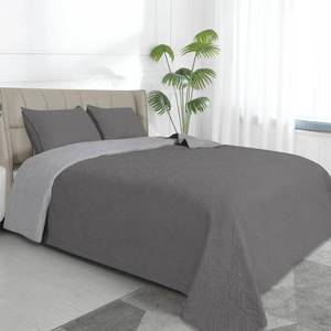 lot 12953 image: Easy-Going King Size Reversible Quilt Set with 1 Quilt and 2 Pillow Shams, Soft Bed Quilt Cover, Water Resistant Lightweight Microfiber Bedspread, Stain Resistant, Olive Leaf-GrayLight Gray