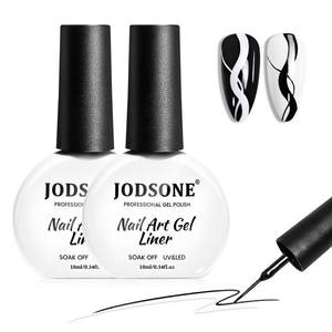 lot 13118 image: JODSONE 2Pcs Swirl Nail Art Liner Gel Polish,10ml Classic Color 3D Nail Art Pens Effect Nail Print Design with Thin Brush for French Tips Manicure Painting DIY at Home,Black & White