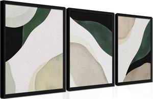 lot 13133 image: Framed 3D Textured Green Abstract Wall Art, Modern Abstract Wall Decor Paintings, Contemporary Minimalist Neutral Artwork Posters Prints Pictures for Living Room Bedroom Home Decor 12x16 Inch