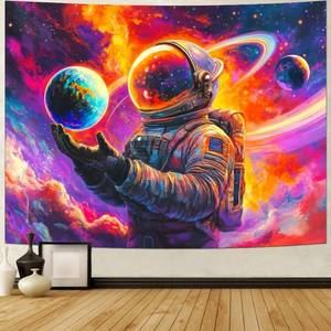 lot 13180 image: Heynvioo Astronaut Space Tapestry Universe Planet Tapestry Trippy Aesthetic Tapestries Colorful Galaxy Cool Tapestries Wall Hanging Decor for bedroom Home 78.7L x 59.1W