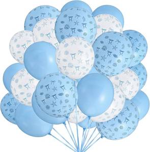 lot 13214 image: 45 Pcs 12 Inch Seashell Latex Balloons Summer Beach Party Decorations, Blue Bow Starfish Seashell Ocean Coastal Balloons for Under The Sea Wedding Birthday Theme Party Decor