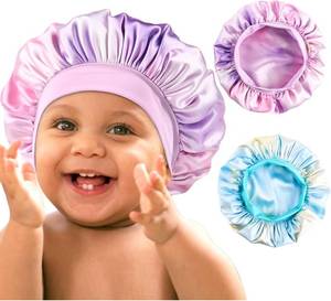 lot 13218 image: YANIBEST 2 Pcs Baby Satin Bonnet for Sleeping Kids Double Layer Sleeping Caps for Toddler Silk Bonnet Elastic Wide Band