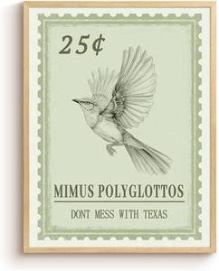 lot 13233 image: Bzstyleart Metal Framed Vintage Wall Art for Living Room, Mockingbird Canvas Prints, Vintage Wall Decor, Animals State Bird, Home Decor Aesthetic Unique Travel Gifts for Travelers-Texas, 16L x 12W