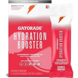 lot 13275 image: Gatorade Hydration Booster Electrolyte Drink Mix Powder, Strawberry Watermelon, 2.1 oz, 6 Pack