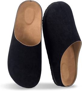 lot 13287 image: Suede Clogs for Women and Men with Arch Support Potato Mules Shoes, Soft Cork Footbed Slip on Comfort Home Sandals Slippers Size 39