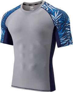 lot 13331 image: Mens Rash Guard T-Shirts UPF 50 Baselayer Short Sleeve Skins Compression Performance Fit Tee Size 3XL