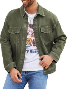 lot 12633 image: Bindefon Denim Jackets for Men Trucker Jean Jacket Unlined Coats Spring Fall Outfits XS, Green