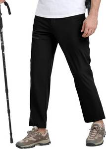 lot 12637 image: MoFiz Mens Elastic Waist Hiking Pants Lightweight Outdoor Water Resistant Sweatpants with Zipper Pockets, Large
