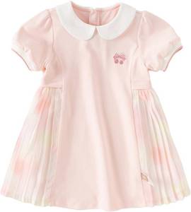 lot 12641 image: DAVE&BELLA Toddler Girls Sporty Dress Summer Puff Short Sleeve Pleated Sundress School Uniform Tennis Golf Playwear Dress