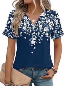 lot 12656 image: Rapbin T Shirts for Women Short Sleeve V Neck Tshirts Loose Fit Lightweight Soft Casual Summer Spring Tee Tops, Small