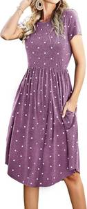 lot 12669 image: Simier Fariry Womens Summer Modest Work Casual Midi Knee Dress Pocket Short Sleeve Teacher Outfits Spring Travel Clothes, XXL