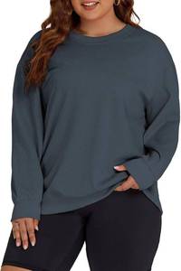 lot 12698 image: ROSRISS Womens-Plus-Size-Sweatshirts Oversized Long Sleeve Shirts Trendy Crew Neck Pullover Sweaters Casual Tops XL, Navy Blue