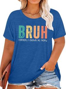 lot 12746 image: Plus Size Mama Shirt for Women Mama Mommy Mom Bruh Tshirt Funny Mom Tops Casual Short Sleeve T Shirt 5XL