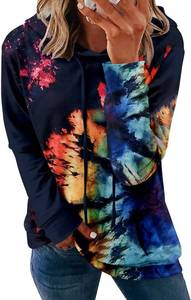 lot 12747 image: MODARANI Womens Pullover Hoodies Teen Girls Fashion Hooded Sweatshirt Womans Fall Tunic Top Navy Gradient Tye Dye, Medium