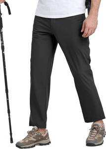 lot 12780 image: MoFiz Mens Elastic Waist Hiking Pants Lightweight Outdoor Water Resistant Sweatpants with Zipper Pockets Grey Large