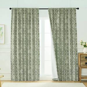 lot 10850 image: OWENIE Blackout Curtains for Bedroom 84 Inches Long 2 Panels, Thermal Insulated Elegant Printing Double Layer Curtains for Living Room, Rod Pocket Back Tab Room Darkening Drapes, 52Wx84L, Sage Green
