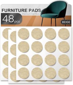 lot 10865 image: 48 PCS Felt Furniture Pads, YOESSA Chair Leg Floor Protectors, Furniture Sliders for Hardwood Floors, Cabinet Bumpers, Anti Scratch, Reduce Noise(Beige)