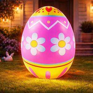 lot 10867 image: Kasyat 6 ft Giant Easter Eggs Inflatable Decorations with LED Lights 72 Inch Large PVC Easter Eggs Standing Colorful Inflatables Decor for Holiday Party Yard Indoor Outdoor Garden Lawn(Flower)