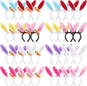 lot 12796 image: XunYee 32 Pieces Easter Bunny Ears Bulk Bunny Headband Plush Rabbit Ears with Carrot for Women Easter Costume Party Favor