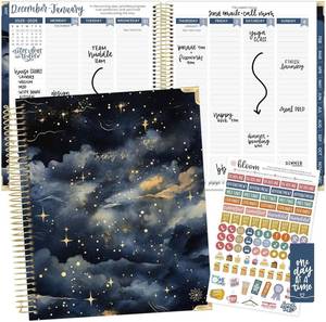 lot 12816 image: bloom daily planners 2026 Hardcover Calendar Year Goal & Vision Planner (January to December) - Monthly & Weekly Agenda Organizer - 7.5 x 9 - Midnight Sky