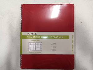 lot 12817 image: POPRUN 2026-2027 Monthly Planner, Small 4 x 6.25, 18 Month Calendar Agenda (July 2026 - December 2027) with Expense Tracker, Notes Pages, Sprial Bound, Leather Softcover - Red