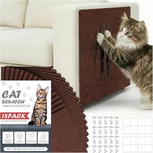 lot 13029 image: 18 PCS Large Cat Scratch Furniture Protector, Couch Protector from Cat Claws, Scratch Mat for Pet Couch Furniture Covering, Cats Scratching Post Replacement Pads 14IN (Brown)