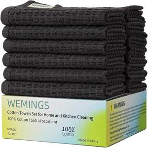 lot 13050 image: Cotton Dishcloths Set for Home and Kitchen Cleaning - 12x12 Inches Pack of 12-Dish Cloths,Dish Towels,Dish Rags - with Hanging Loop - 100% Cotton,Soft,Absorbent (Grey, 12)
